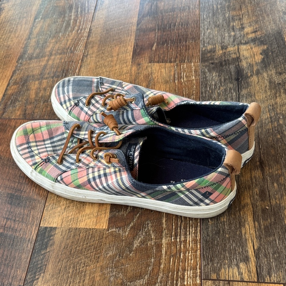 Sperry Multicolor Plaid Sneakers with Tan Details